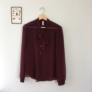 Chiffon tie-front blouse - American Apparel